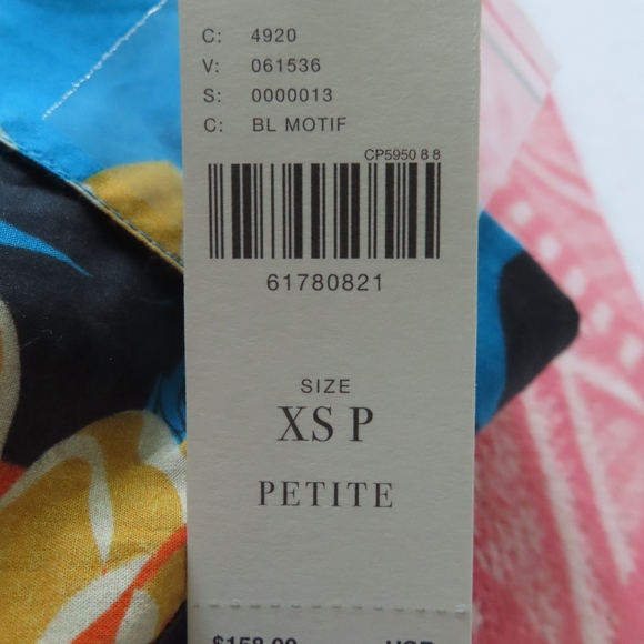 anthropologie petites DHRUV KAPOOR COBALT BLUE FLORAL SHIRT, SIZE XSP NWT - Picture 7 of 7